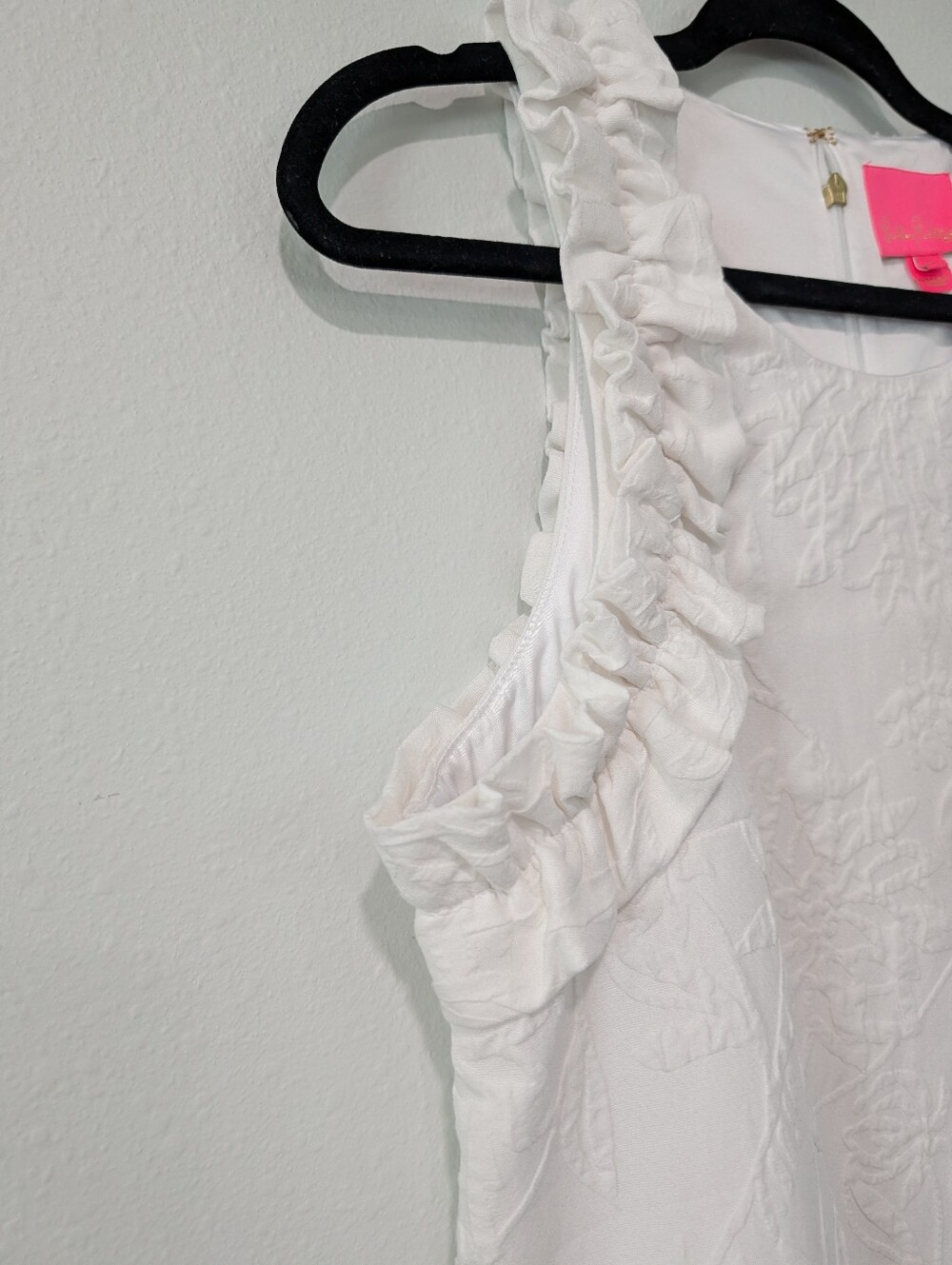 Lilly Pulitzer White Ruffle Shoulder Midi Dress Size Medium - Picture 8 of 9